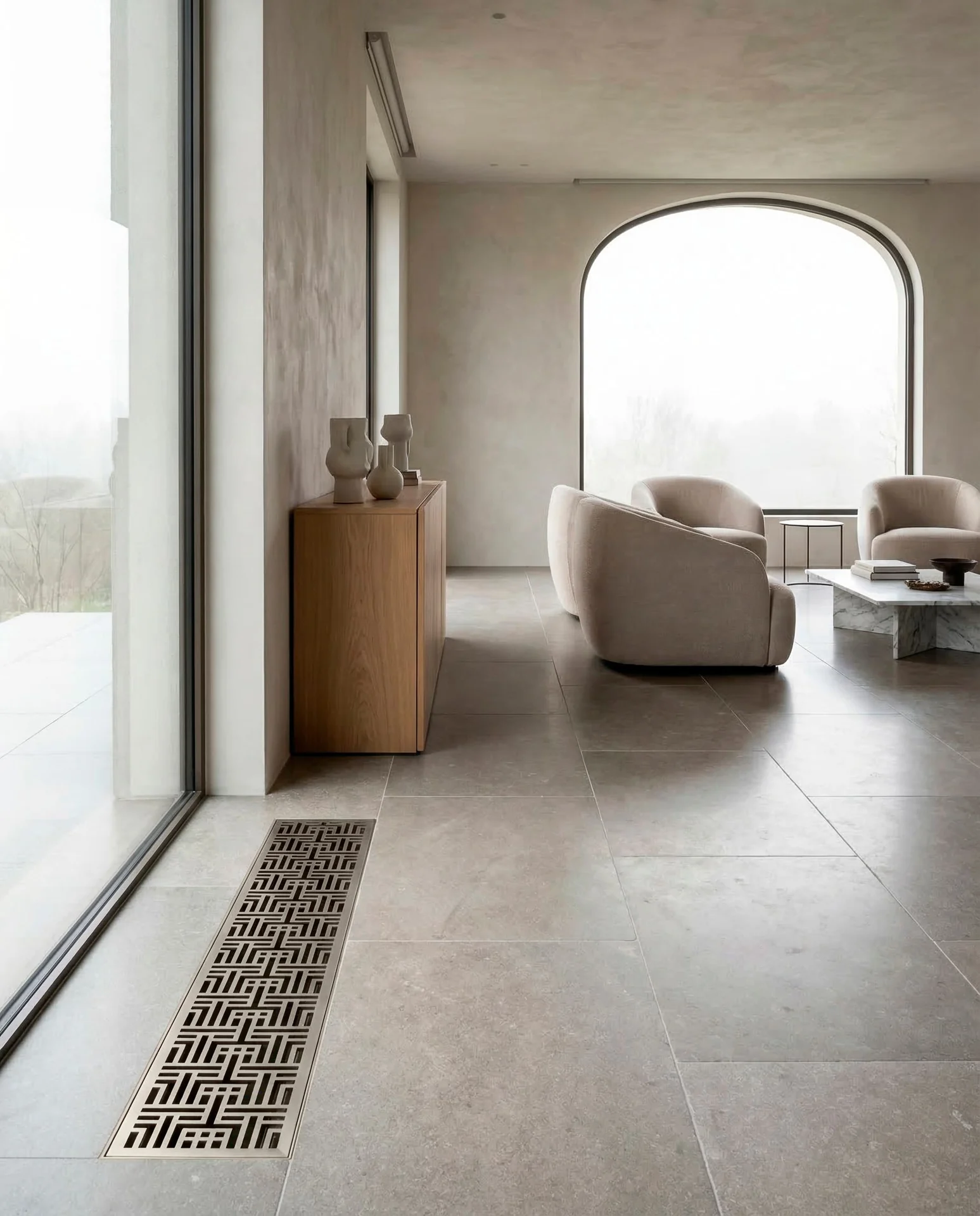 A Vento Atelier grille integrated into a bright, calm interior